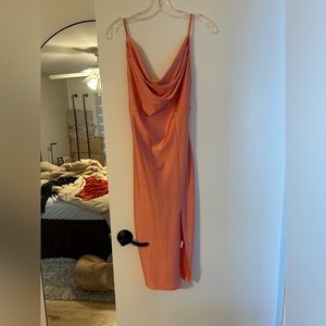 Cowl neck backless bodycon dress